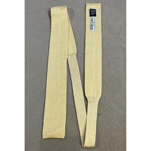 Hardy Amies London Square Tie 80s Dandy Durene Cotton Yellow Canary Vintage